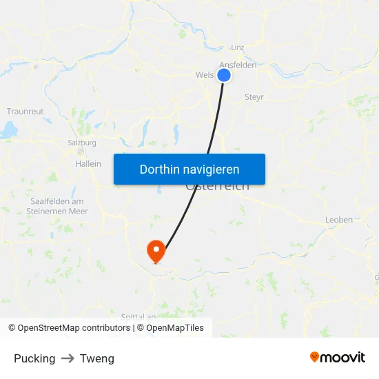 Pucking to Tweng map