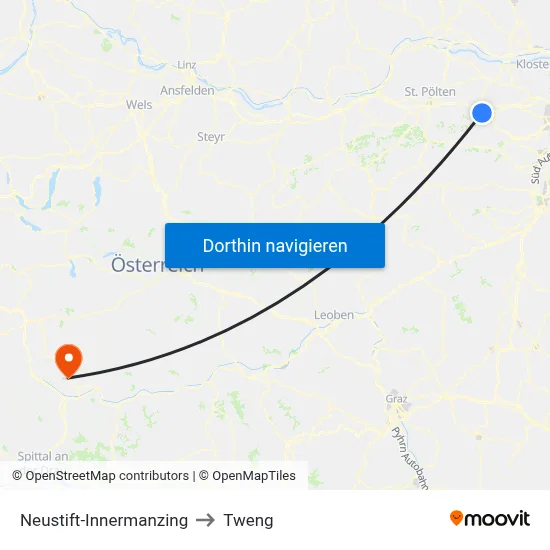 Neustift-Innermanzing to Tweng map