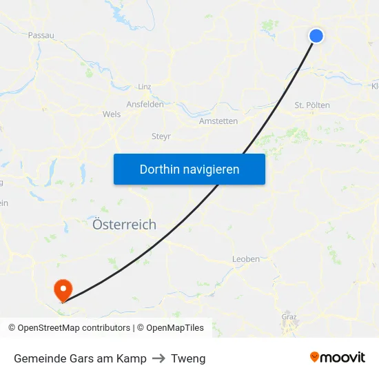 Gemeinde Gars am Kamp to Tweng map