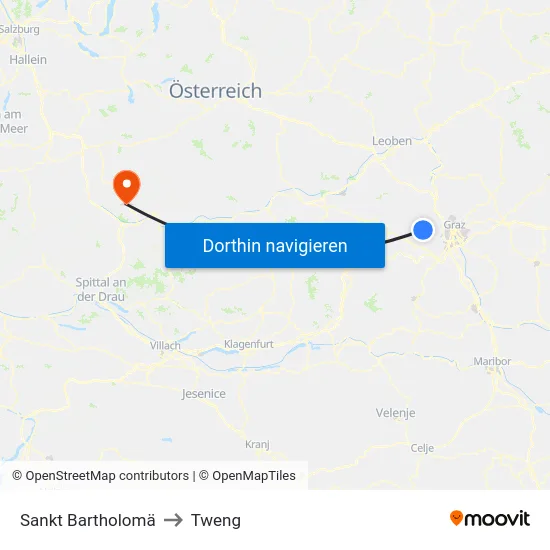 Sankt Bartholomä to Tweng map