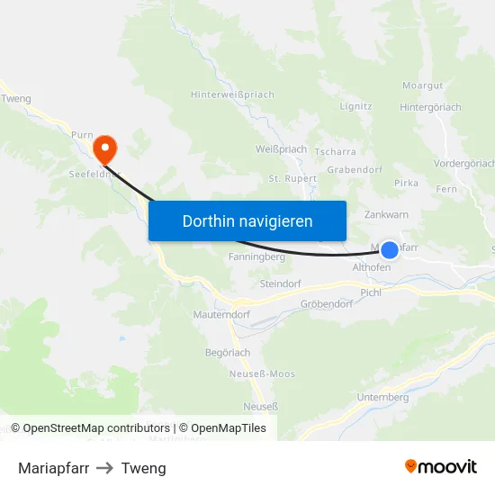 Mariapfarr to Tweng map