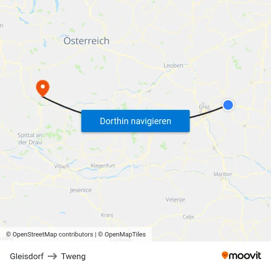 Gleisdorf to Tweng map