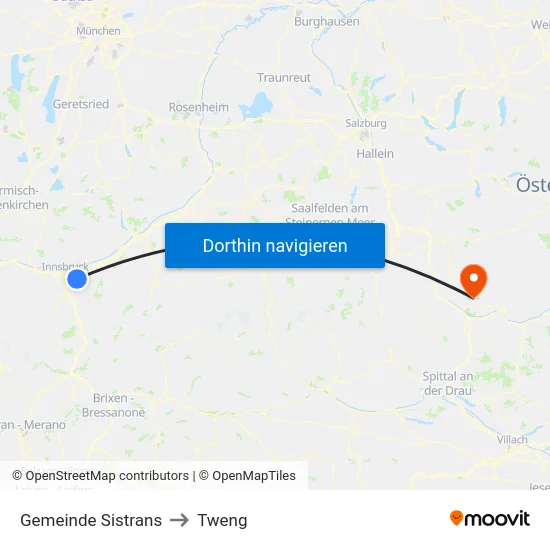 Gemeinde Sistrans to Tweng map