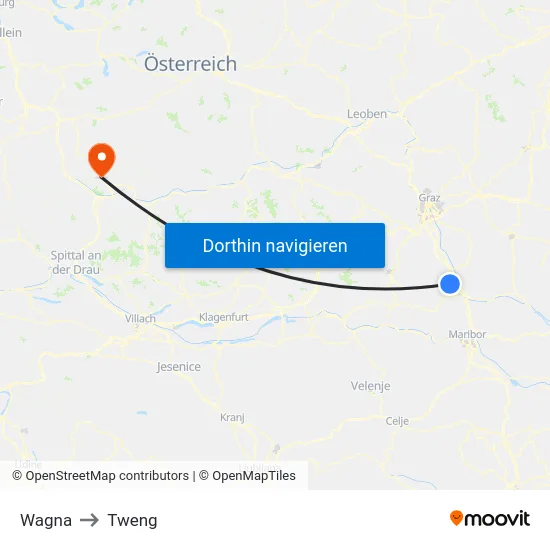 Wagna to Tweng map