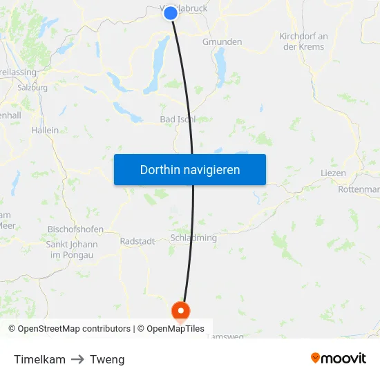 Timelkam to Tweng map