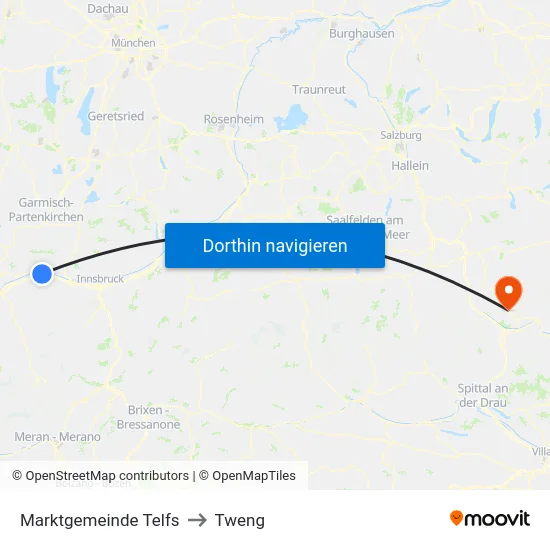 Marktgemeinde Telfs to Tweng map