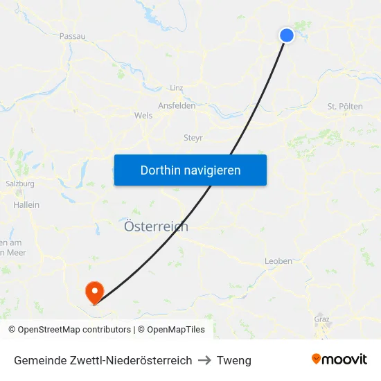 Gemeinde Zwettl-Niederösterreich to Tweng map