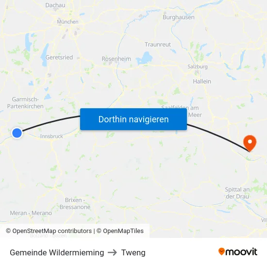 Gemeinde Wildermieming to Tweng map