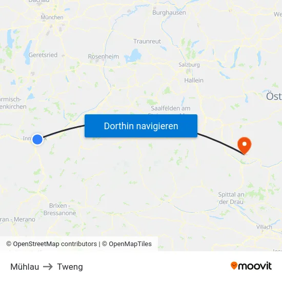 Mühlau to Tweng map