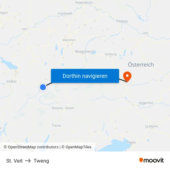 St. Veit to Tweng map