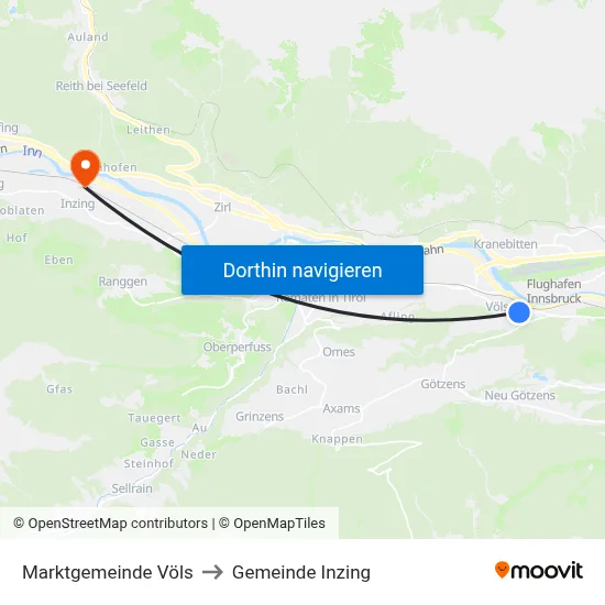 Marktgemeinde Völs to Gemeinde Inzing map