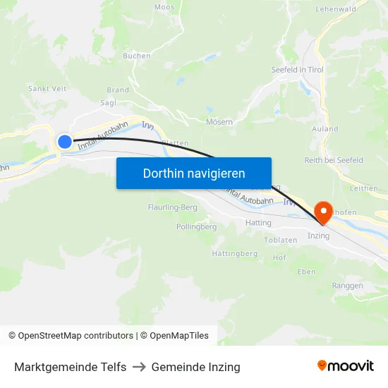 Marktgemeinde Telfs to Gemeinde Inzing map