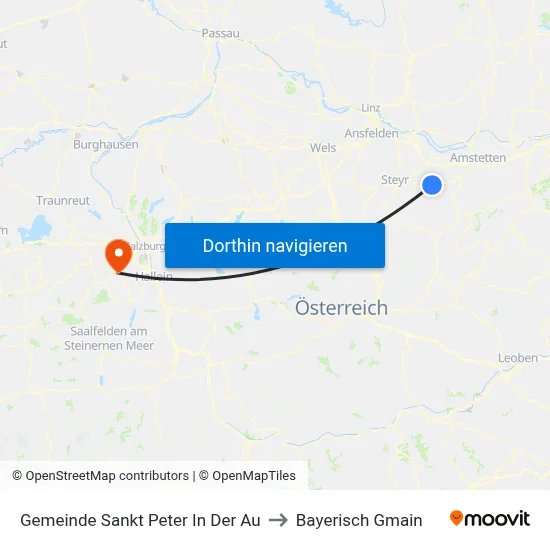 Gemeinde Sankt Peter In Der Au to Bayerisch Gmain map