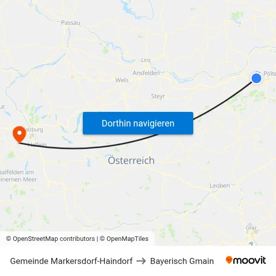 Gemeinde Markersdorf-Haindorf to Bayerisch Gmain map