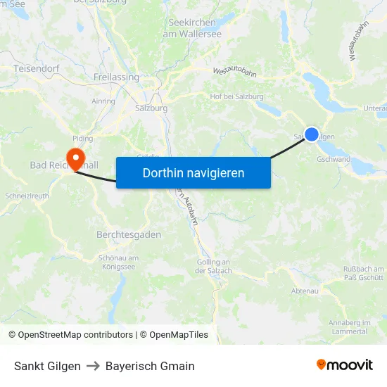 Sankt Gilgen to Bayerisch Gmain map