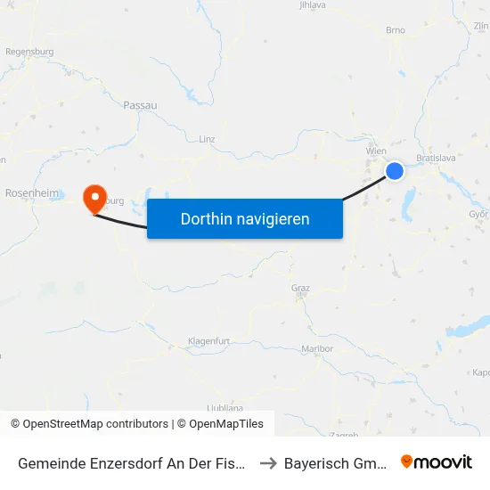 Gemeinde Enzersdorf An Der Fischa to Bayerisch Gmain map