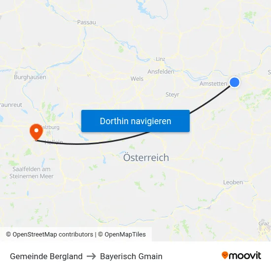 Gemeinde Bergland to Bayerisch Gmain map