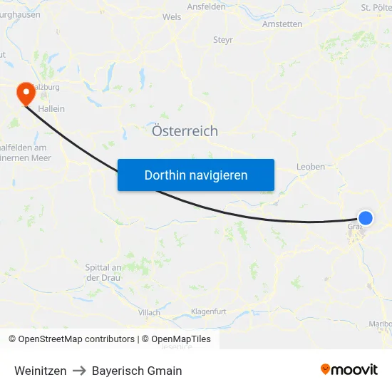 Weinitzen to Bayerisch Gmain map
