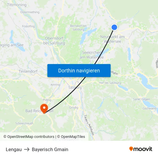 Lengau to Bayerisch Gmain map