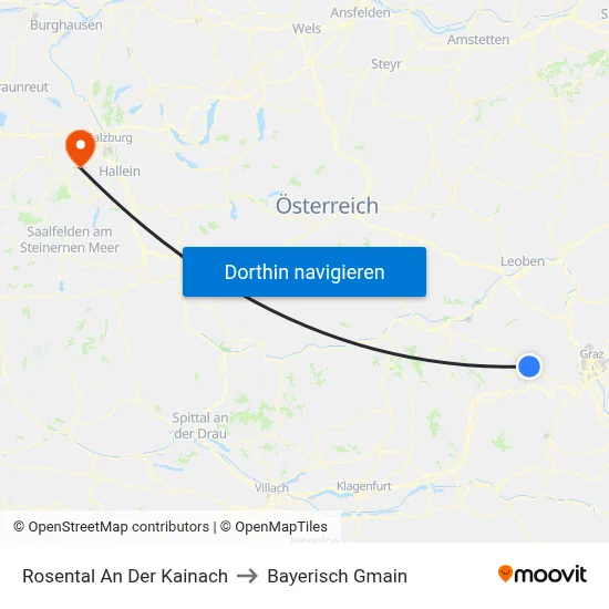 Rosental An Der Kainach to Bayerisch Gmain map