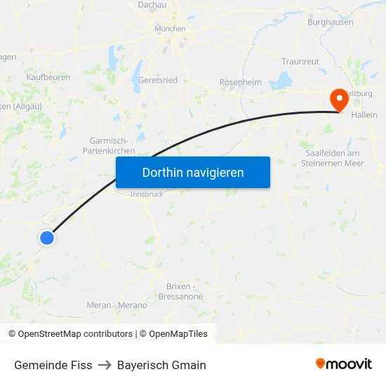 Gemeinde Fiss to Bayerisch Gmain map