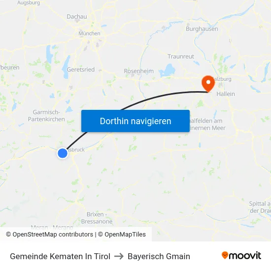 Gemeinde Kematen In Tirol to Bayerisch Gmain map
