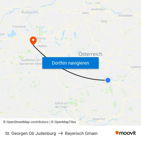 St. Georgen Ob Judenburg to Bayerisch Gmain map