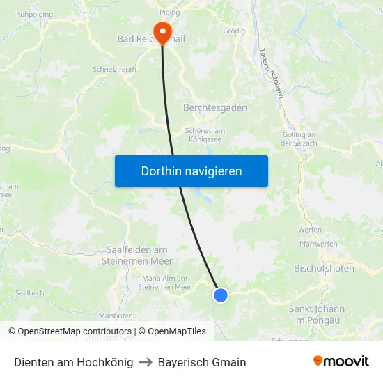 Dienten am Hochkönig to Bayerisch Gmain map