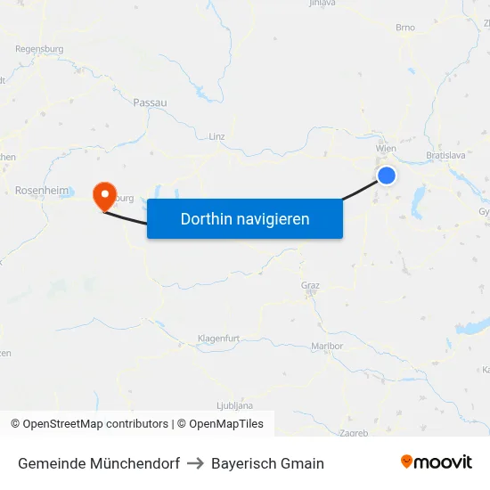 Gemeinde Münchendorf to Bayerisch Gmain map