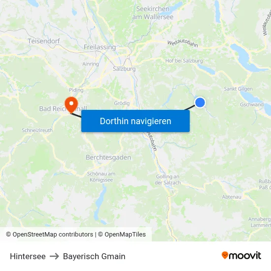 Hintersee to Bayerisch Gmain map