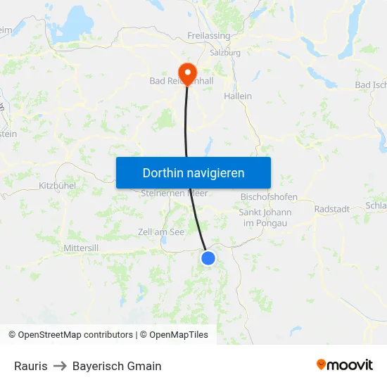 Rauris to Bayerisch Gmain map