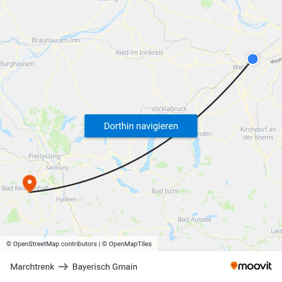Marchtrenk to Bayerisch Gmain map