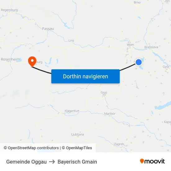 Gemeinde Oggau to Bayerisch Gmain map