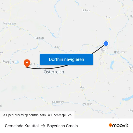 Gemeinde Kreuttal to Bayerisch Gmain map
