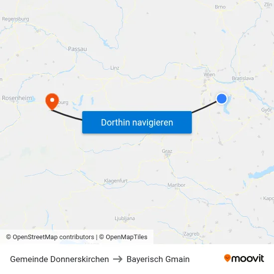 Gemeinde Donnerskirchen to Bayerisch Gmain map