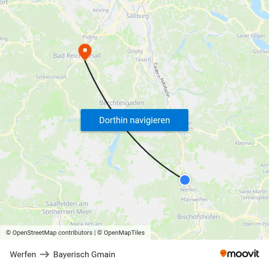 Werfen to Bayerisch Gmain map