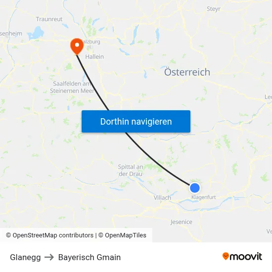 Glanegg to Bayerisch Gmain map