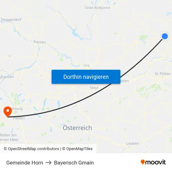 Gemeinde Horn to Bayerisch Gmain map