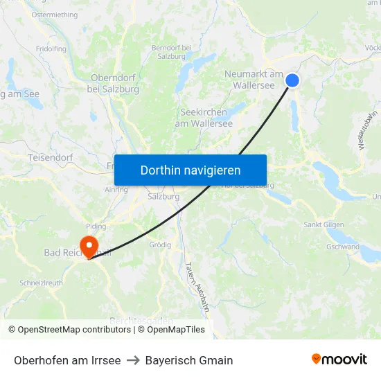 Oberhofen am Irrsee to Bayerisch Gmain map