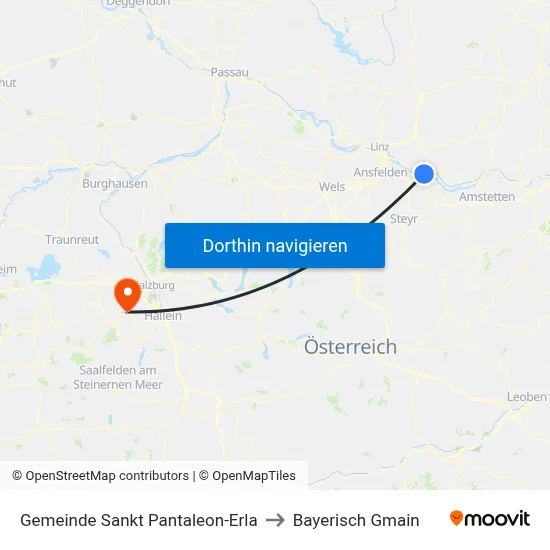 Gemeinde Sankt Pantaleon-Erla to Bayerisch Gmain map