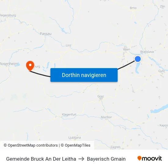 Gemeinde Bruck An Der Leitha to Bayerisch Gmain map