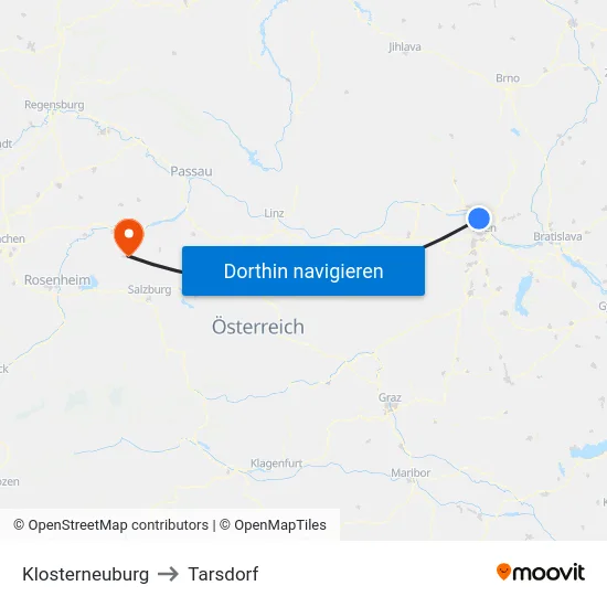 Klosterneuburg to Tarsdorf map