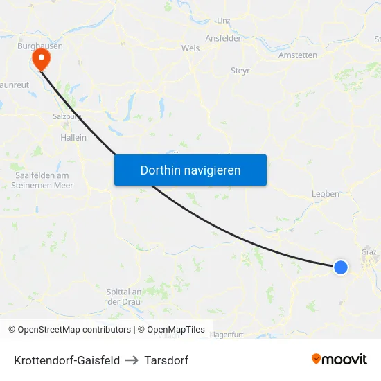 Krottendorf-Gaisfeld to Tarsdorf map