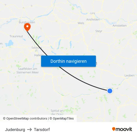 Judenburg to Tarsdorf map