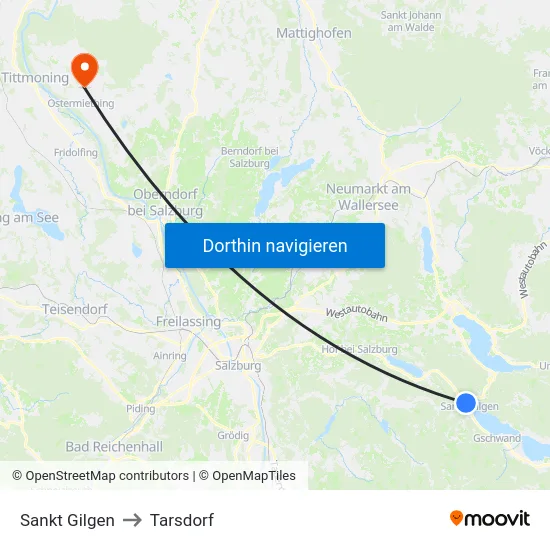 Sankt Gilgen to Tarsdorf map