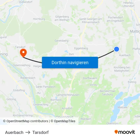 Auerbach to Tarsdorf map