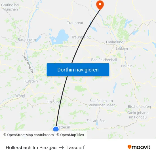 Hollersbach Im Pinzgau to Tarsdorf map