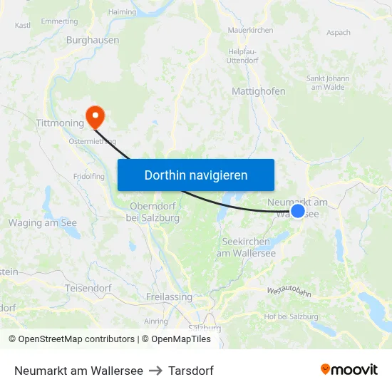 Neumarkt am Wallersee to Tarsdorf map