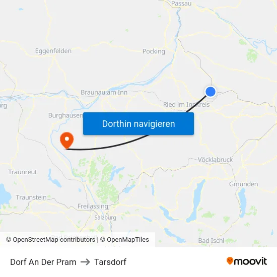 Dorf An Der Pram to Tarsdorf map