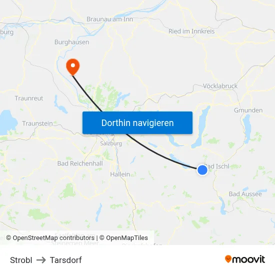 Strobl to Tarsdorf map